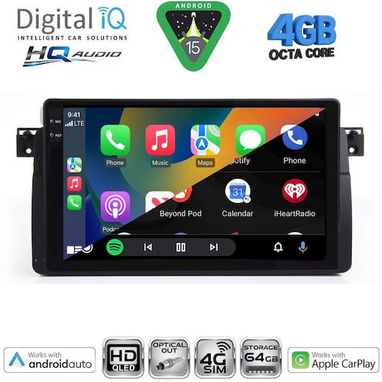 Digital IQ Auto-Audiosysteme Für BMW E46 1998-2005 Mit Bluetooth USB Eingebautes Wi-Fi GPS Apple CarPlay Android Auto Mit Touchscreen 9 Zoll