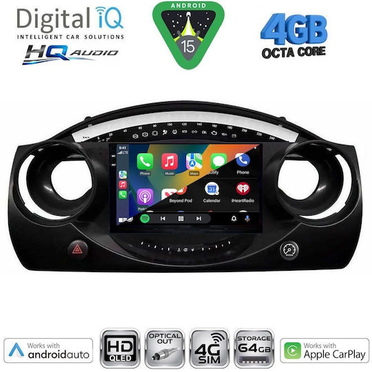 Digital IQ Ηχοσύστημα Αυτοκινήτου για Mini Cooper 2000-2006 (Bluetooth/USB/WiFi/GPS/Apple-Carplay/Android-Auto) με Οθόνη Αφής 9"