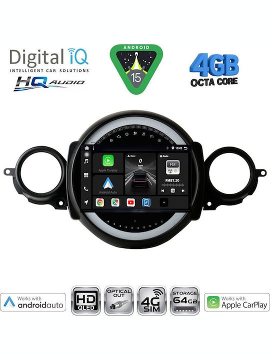 Digital IQ Auto-Audiosystem für Mini Cooper 2000-2006 Bluetooth USB Eingebautes Wi-Fi GPS Apple CarPlay Android Auto mit Touchscreen 9 Zoll