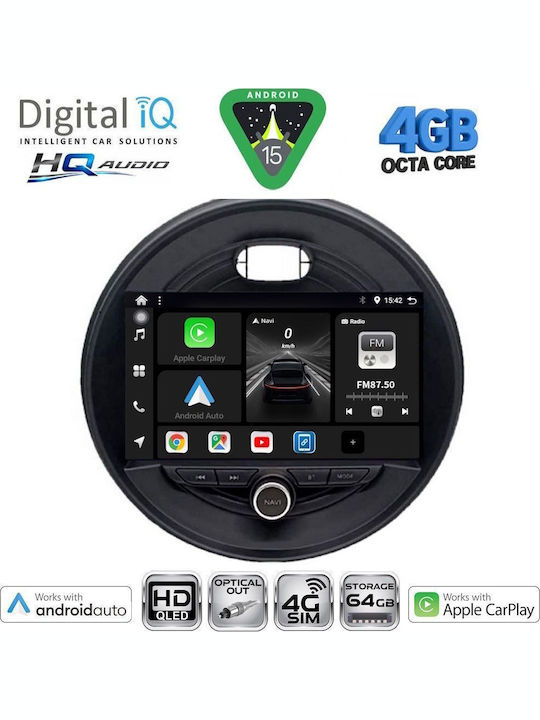 Digital IQ Auto-Audiosystem für Mini Cooper 2000-2006 Bluetooth USB Eingebautes Wi-Fi GPS Apple CarPlay Android Auto mit Touchscreen 9 Zoll