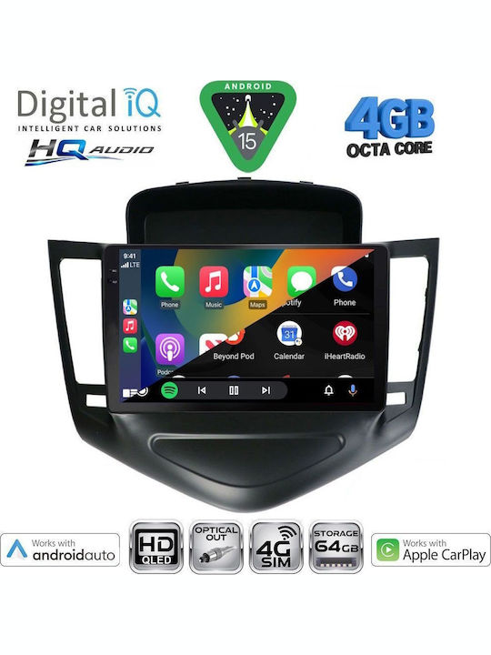 Digital IQ Car Audio System for Chevrolet Cruze 2008-2012 Bluetooth USB WiFi GPS Apple CarPlay Android Auto with 9" Touch Screen