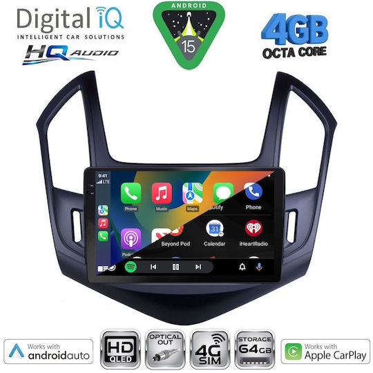 Digital IQ Car Audio System for Chevrolet Cruze 2013-2015 (Bluetooth/USB/WiFi/GPS/Apple CarPlay/Android Auto) with 9" Touch Screen