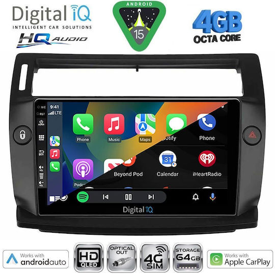 Digital IQ Ηχοσύστημα Αυτοκινήτου για Citroen C4 2004-2011 (Bluetooth/USB/WiFi/GPS/Apple-Carplay/Android-Auto) με Οθόνη Αφής 9"