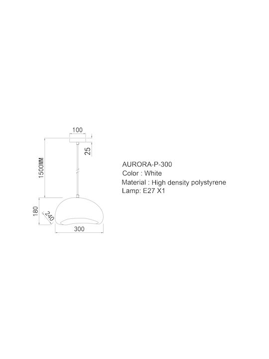 Sun Light Aurora White Pendant Ceiling Light