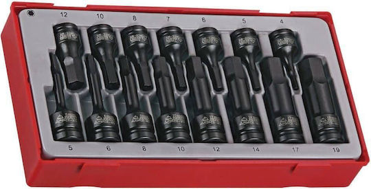 Teng Tools Карудаки Шестограмни с Каре Приемник 1/2", 3/8" Комплект 15бр