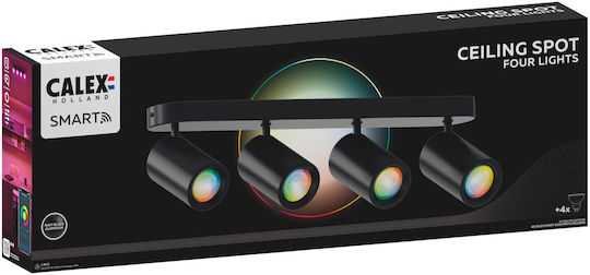 Calex Spot mit 4 Lichtern und mit Fassung GU10 in Schwarz Farbe