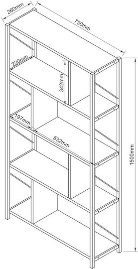 Βιβλιοθήκη Γκρι 151x22x22εκ.