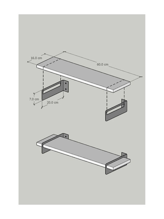 White Bookcases (2 Pieces) 60x16x7cm