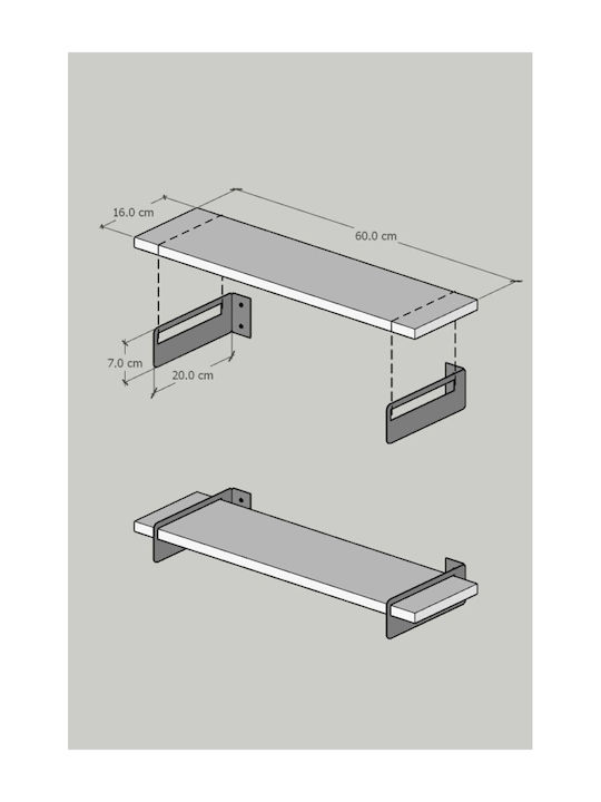 White Bookcases (2 Pieces) 60x16x7cm