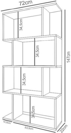 Βιβλιοθήκη Γκρι 147x22x72εκ.