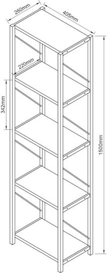 Βιβλιοθήκη Μαύρη 40x22x151εκ.