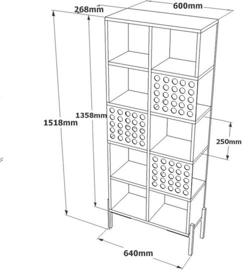 Кафява Етажерка 151x60x26см