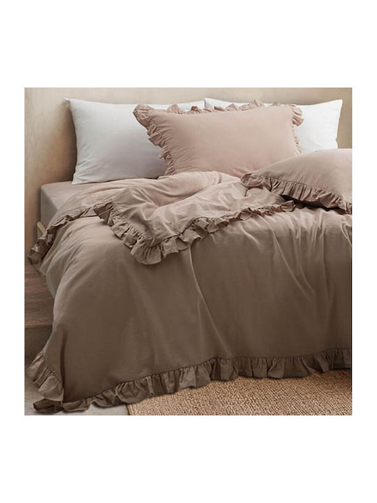 Majoli Bahar Set Huse Pentru Pilote 100% Bumbac 160x220cm Simplă Cu Față De Pernă & 1 Cearceaf Mink