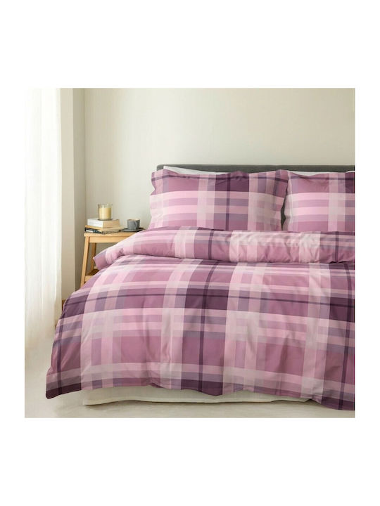 Majoli Bahar Set Huse Pentru Pilote 100% Bumbac 200x220cm Dublu Cu 2 Fețe De Pernă & 1 Cearceaf Roz