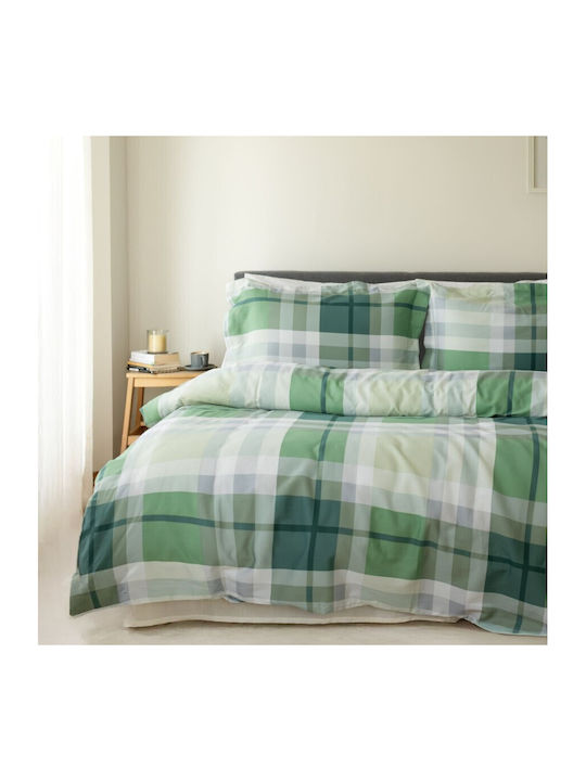 Majoli Bahar Set Huse Pentru Pilote 100% Bumbac 200x220cm Dublu Cu 2 Fețe De Pernă & 1 Cearceaf Verde