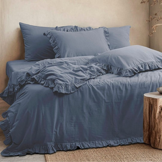 Majoli Bahar Set Huse Pentru Pilote Simplu 160x220cm Albastru Storm