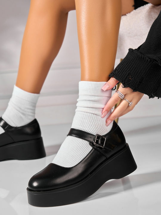 Leder Pumps mit Mittelhohem Absatz Schwarz
