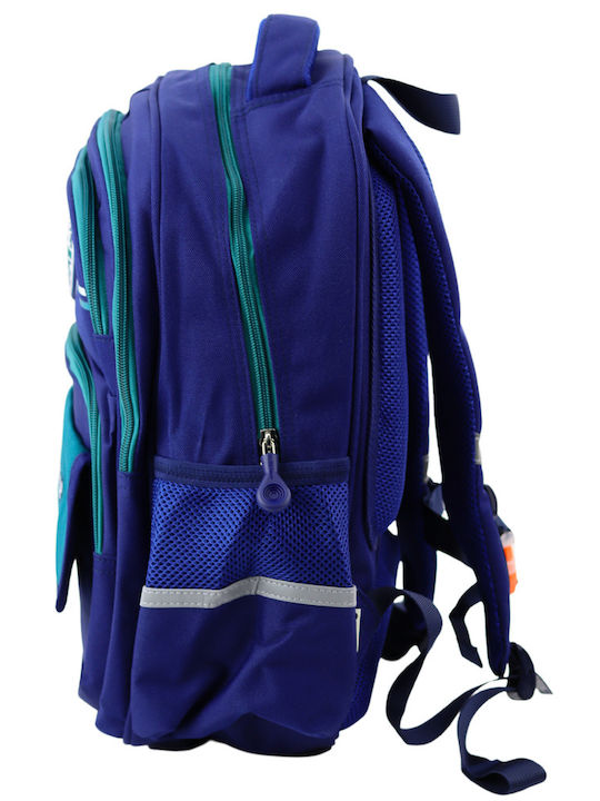 Lean Toys Schulranzen Rucksack Kindergarten mit Flaschenhalter Blau 20lt 28 x 19 x 38cm