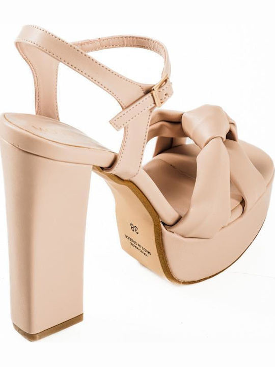 Knotted sandals on the barrette 013.1430-l Nude