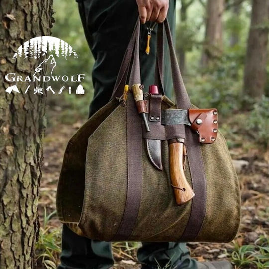 Grandwolf Heavy Duty Canvas Firewood Carrier Large Chaki