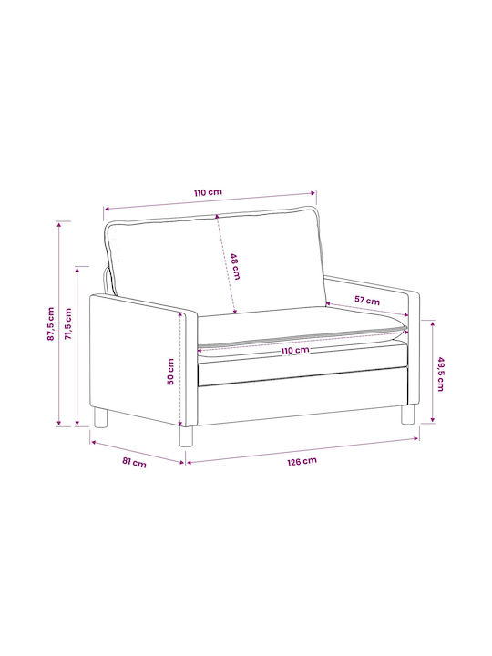 Doppelsitzer Sofa Blau 126x81x87,5cm