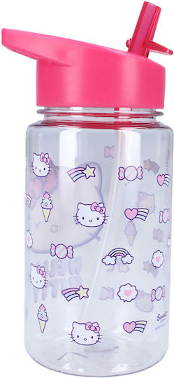 Vadobag Детска Бутилка За Вода Hello Kitty Със Сламка Розова 450ml