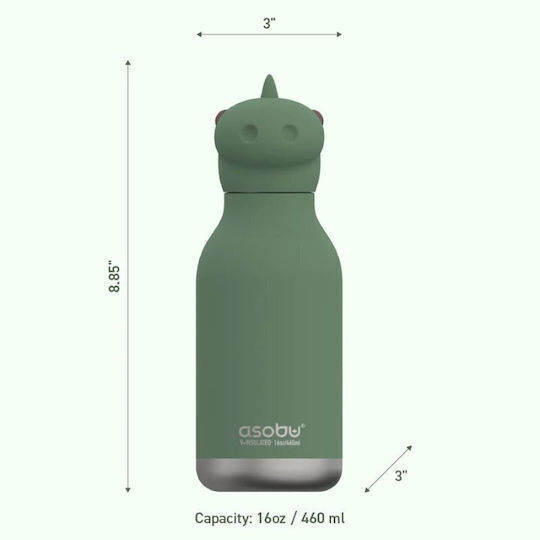 Asobu Kids Water Bottle Thermos Dinosaur Bestie Dinosaur 460ml