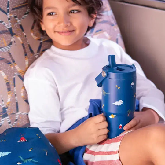 Citron Stainless Steel Kids Water Bottle Dinosaurs Thermos with Straw Non Spill Dino 600ml
