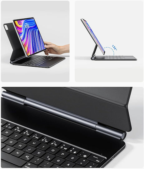 Husă Tastatură Earto Ipad Air 2024 12,9 Inch Dispunere Qwertz Neagră
