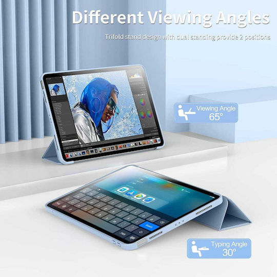 Husă Ipad Air 11 Inch M4 M3 M2 2026-2024 Auto Wake Sleep Ultra Slim Stand TPU Moale – Albastru Gheață