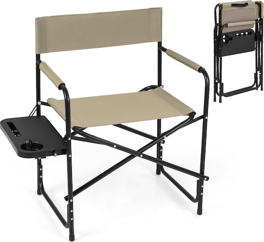 Costway Beach Director Chair Brown 81x50x80cm
