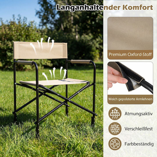 Costway Beach Director Chair Brown 81x50x80cm