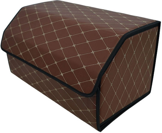 Cutie de Depozitare Auto Alista Home Premium Organizator Portbagaj Multifuncțional Geantă Realizată din Piele Ecologică 2 Compartimente de Depozitare Pliabilă Rezistentă la Uzură Maro Închis 55 X 30 X 30cm