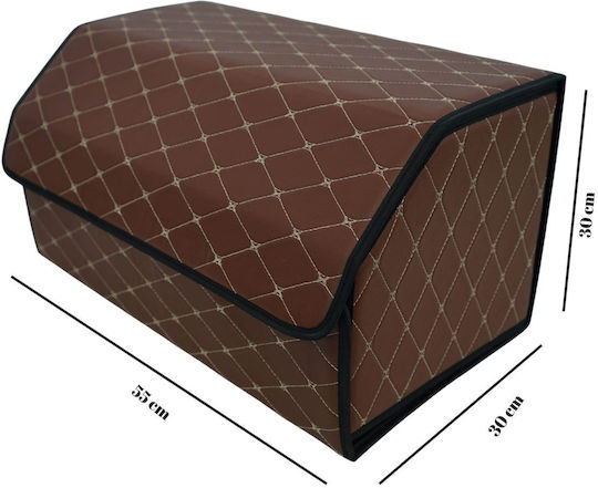 Cutie de Depozitare Auto Alista Home Premium Organizator Portbagaj Multifuncțional Geantă Realizată din Piele Ecologică 2 Compartimente de Depozitare Pliabilă Rezistentă la Uzură Maro Închis 55 X 30 X 30cm