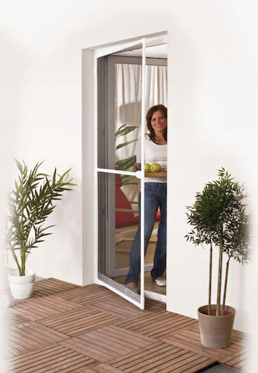 Plus Door Mosquito Net Screw Mounted Aluminum White With Frame 215x100cm
