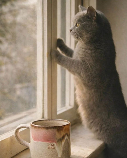 Keramiktasse Egg Back Home Schmelzendes Eiscreme Katzen Papa H 9 Cm Ø9 Cm 360 Ml