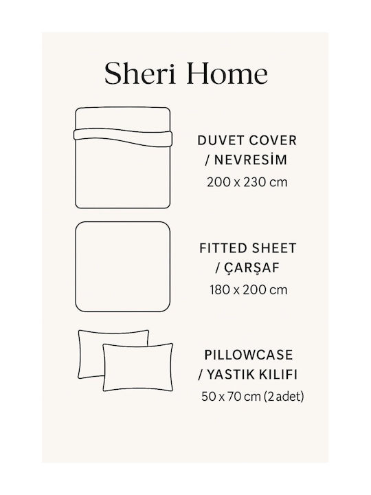 SteweHome Cotton Duvet Cover Set 195x230cm Double With Pillowcase Black
