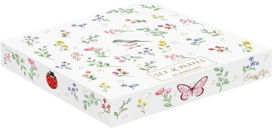 Marva Easy Life Fancy Garden Placă Deșert Din Porțelan Albă Cu Diametru 16cm 2 Bucăți