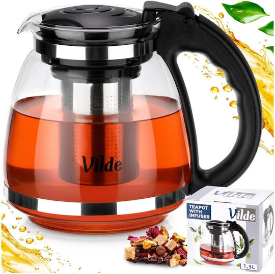 Vilde Ceainic cu Filtru din Sticlă Transparentă 1500ml