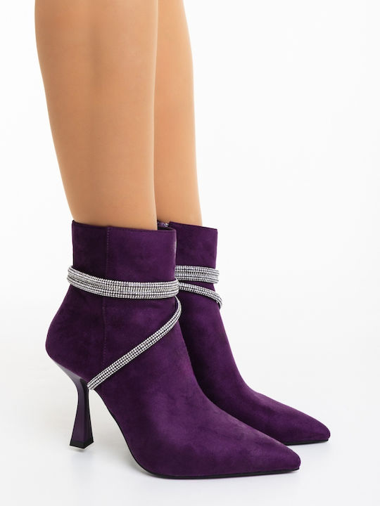 Women's Ankle Boots with High Heel Purple
