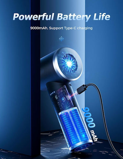 Aidisy Suflantă Electrică cu Aer Comprimat 3 Trepte de Viteză 6 Capete Duze 91000 Rpm la Putere Maximă Iluminare Led Portabilă Potrivită pentru Curățarea Tastaturilor Mașinilor Casă Exterior