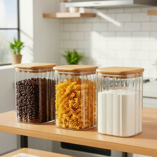 Vilde Vase Für Kaffee / Nudeln Mit Deckel Glas Transparent 1100ml