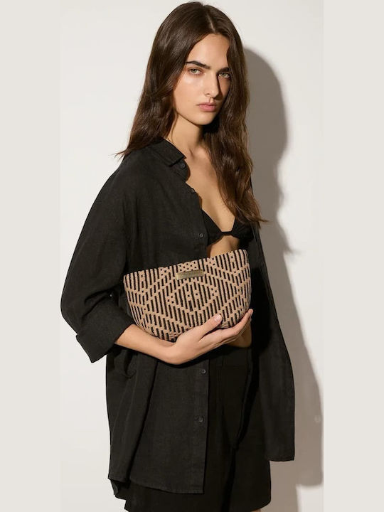 Fabric Women's Handbag Brown