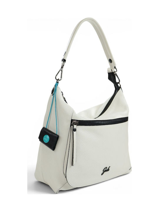 Leder Damen Schultertasche Weiß