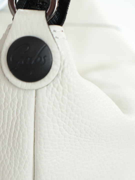 Leder Damen Schultertasche Weiß