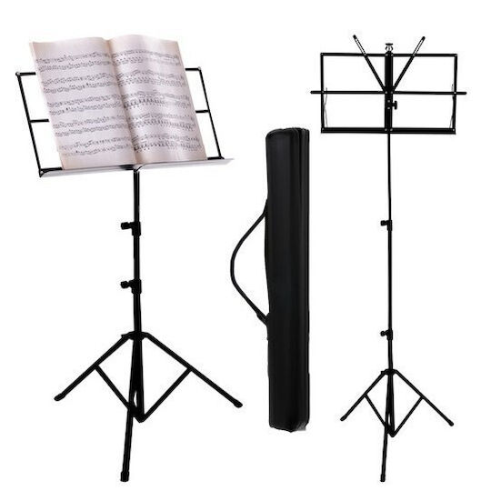Stand Muzical Zola Înălțime Reglabilă Unghi Reglabil Geantă de Transport Fier Plastic 46.5 X 29 X 65 90 123 Cm Negru