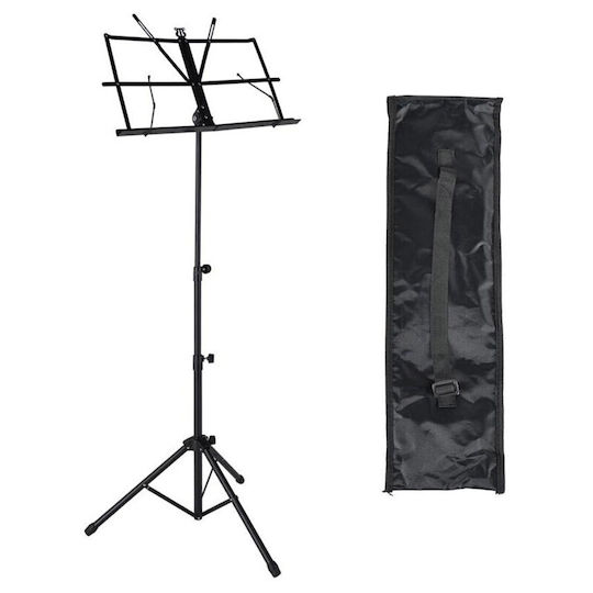 Stand Muzical Pliabil Cleme Suport Geantă Transport 50 X 30 X 150 Cm Oțel Negru