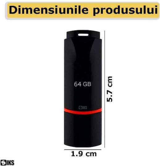 USB-Stick 64 GB SIKS USB 2.0 Schnittstelle Übertragung von Musik Computerdateien Laptop Navigation Schwarze