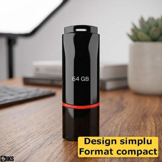 USB-Stick 64 GB SIKS USB 2.0 Schnittstelle Übertragung von Musik Computerdateien Laptop Navigation Schwarze