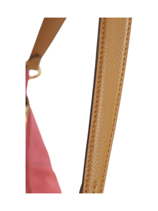 Leather Women's Hobo Bag Suede Geranio / Cognac